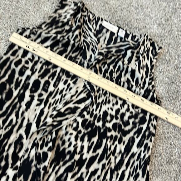 Womens Chico's Silky Animal Print Ruffles Stylish sleeveless 0 (small 4) Leopard - Picture 6 of 16